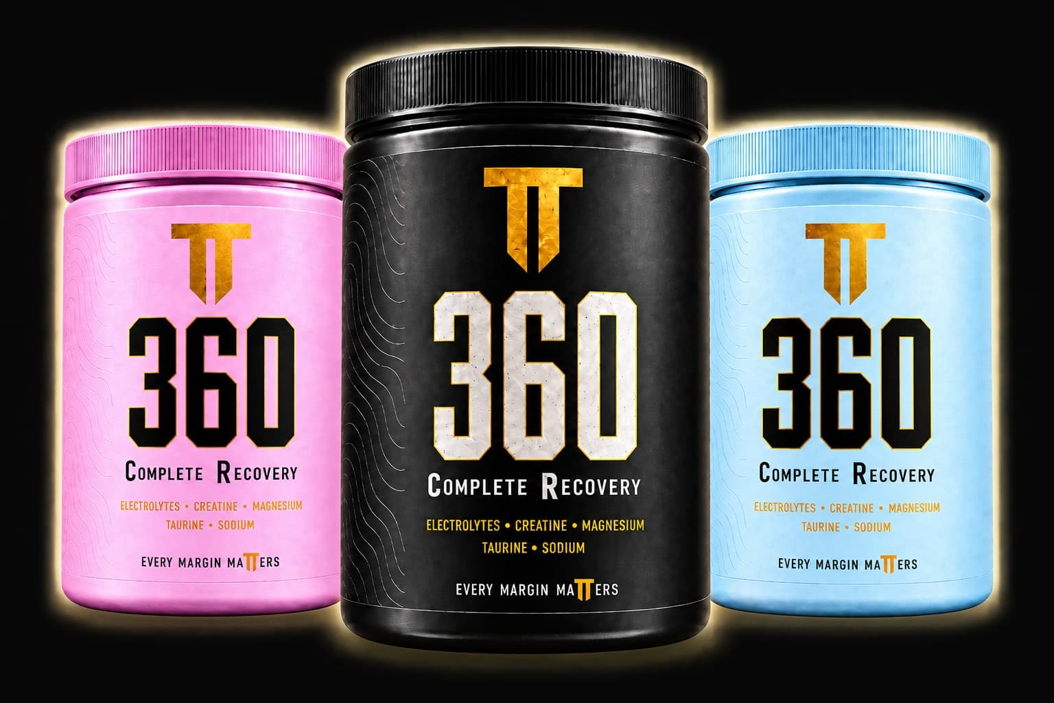 360CR Complete Recovery tubs in pink, black and blue